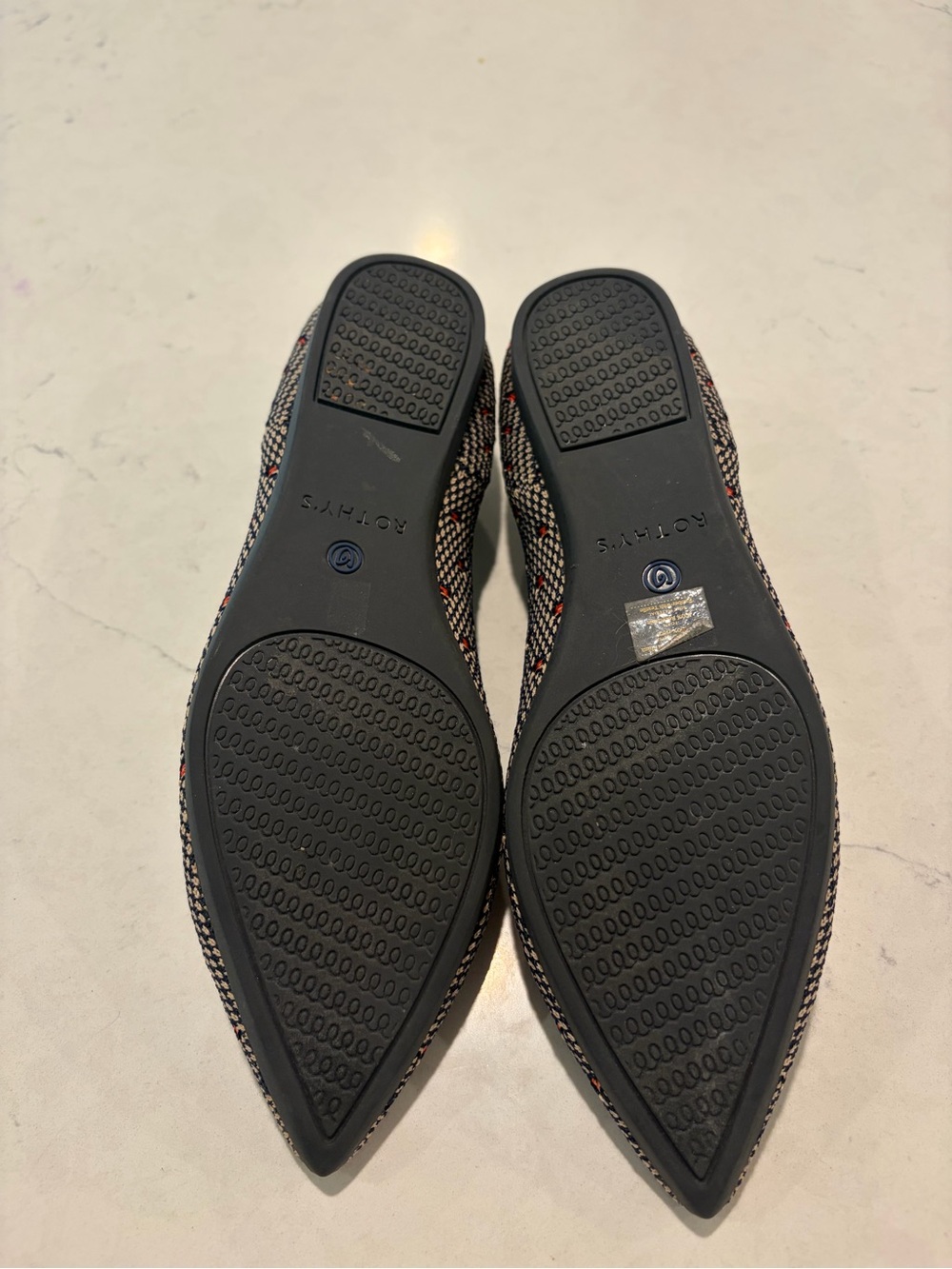 Rothy’s The Point Knit Flats Navy Cream Coral Women’s Size 6 - Picture 2 of 3